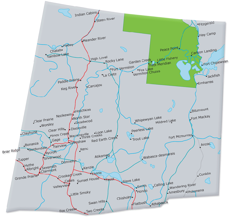 Northern Alberta SunCruiser   Map Of Northern Alberta 